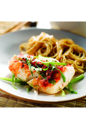 A large combo of Alaska whitefish  featuring cod whitefish served with side dishes.